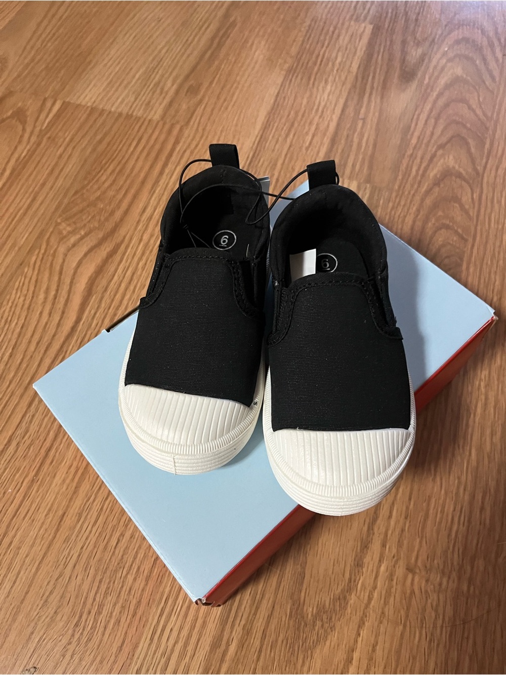 Cat & Jack Black Toddler Slip-On Sneakers with White Toe Cap